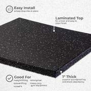 Genaflex Pro Rubber Heavy Duty High Density Shock Absorbent Laminated Gym Tile - 1" Thick X 20" W X 20" L - 2.7 Sq. Ft. (1 Tile - 2.7 Sq. Ft., Black)