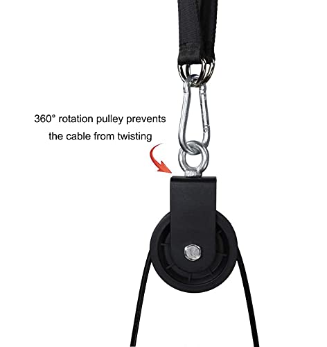 LFJ LAT Pull Down and Lift Weight Pulley System Cable Machine Pulley Attachment for Triceps Pull Down, Biceps Curl, Back, Forearm, Shoulder Home Gym Equipment (Set with Adjustable Bar)