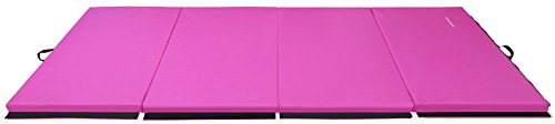 Signature Fitness All Purpose 4'x8'x2" Extra Thick High Density Anti Tear Gymnastics Gym Folding Exercise Aerobics Mats, Pink