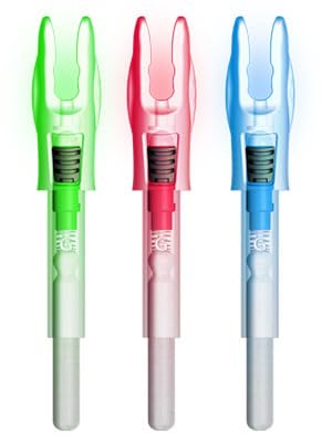 Linpeng 6PCS G Lighted Nocks for Arrows .165 .204 .233 .244 .246 with ON/Off Switch with H, S, GT Bushings LED Arrow Nocks (Blue)
