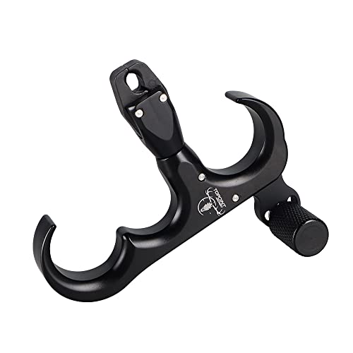 HNZMDY Archery Compound Bow Release Aids 360° Rotatable Thumb Release 3-Finger Aluminum Alloy Thumb Trigger Grip Compound Bow Accessory (Black)