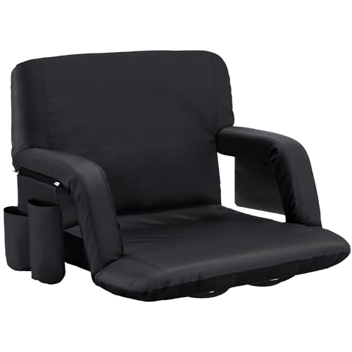 Sportneer Stadium Seats for Bleachers, Bleacher Chairs with Back and Cushion Bleacher Seats with Back Support Padded Stadium Chair with Armrests 6 Reclining Positions for Sport Events Camping Beaches