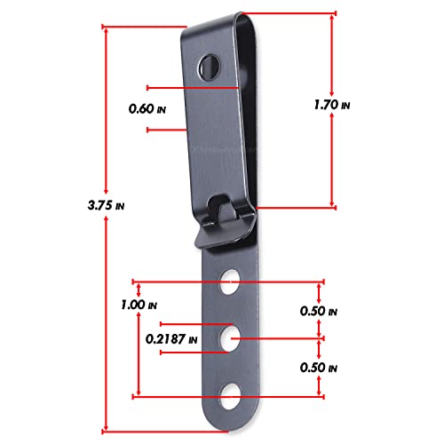 HolsterSmith Universal Metal Belt Clip for Holster Making - (Model 5) - (3-Hole) - (Tactical Black) - (w/Spartan Helmet Engraving) - (2 Pack)