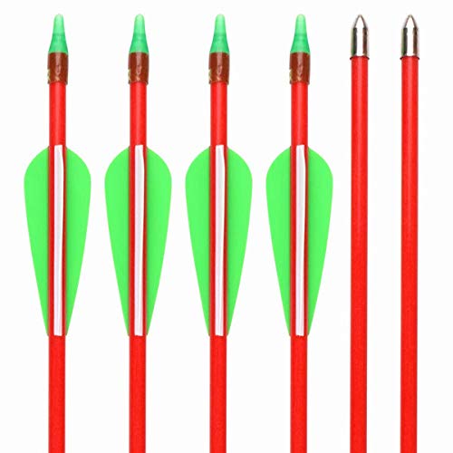GPP 12 PK 28 Fiberglass Archery Target Arrows - Practice Arrow or Youth Arrow for Recurve Bow, Red