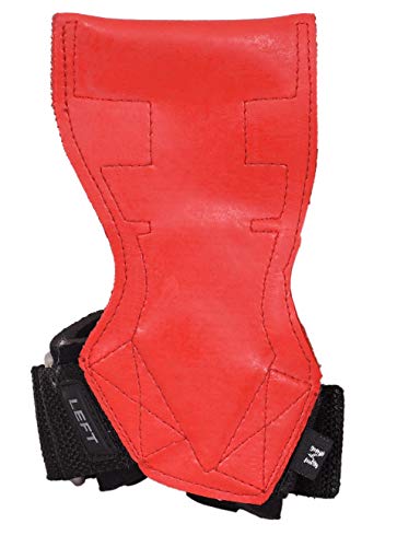 Lifting Grips PRO Weight Gloves Best Heavy Duty Straps Alternative to Power Hooks Deadlifts Adjustable Neoprene Padded Wrist Wrap (Red Rubber, Small 5.0"-6.40" Wrist Size)