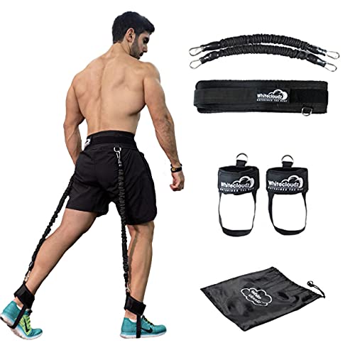 WHITECLOUDZ Vertical Jump Trainer – Professional Leg Strength Resistance Bands for Vertical Jump Training – Premium Jumping Trainer, Volleyball Trainer & Basketball Trainer – (20 Lbs. Each Band)