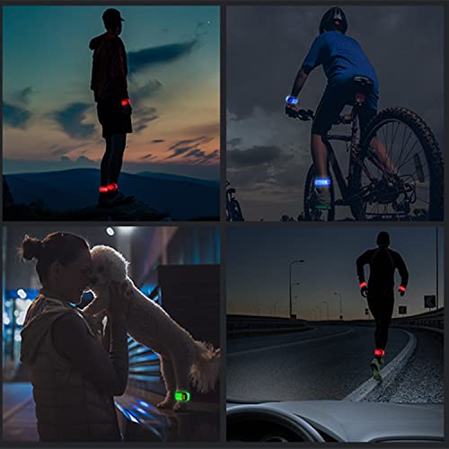 Simket LED Armbands for Running (2 Pack), USB Rechargeable Reflective Running Gear, High Visibility Light Up Bands Adjustable Running Lights for Runners Men Women Kids