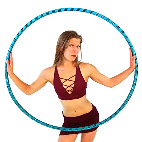 The Spinsterz Beginner Hoop: Weighted Fitness Hula-Hoop for Adults Weight Loss, Waist Exercise Ring for Cardio & Core, Adjustable Quality Detachable Hula Shaper for Beginners, Made in USA - Sky Blue