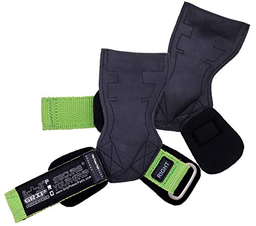 Lifting Grips PRO Weight Gloves Best Heavy Duty Straps Alternative to Power Hooks Deadlifts Adjustable Neoprene Padded Wrist Wrap (LmGrStRub, Small 5.0"-6.40" Wrist Size)