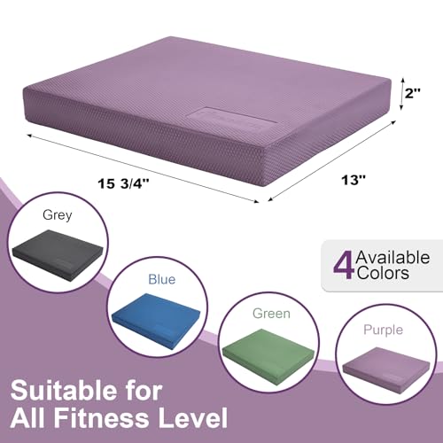 StrongTek Professional Foam Exercise Balance Pad - 15.8" x 13" x 2", High-Density TPE Foam Knee Pad, Non-Slip & Water-Resistant, for Balance Training, Physical Therapy, Yoga, and More (Purple)