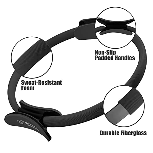 RitFit Pilates Ring Circle - 14 Inch Magic Fitness Circle for Toning Inner & Outer Thighs, Bonus Workout Guide Included (Black)