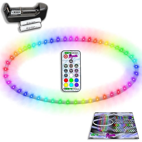 UltraHoop Remote LED Hoop - Wireless Control 60 Color Changing LED Lights w/ 300+ Modes & Patterns - Rechargeable Battery, HDPE Collapsible, Advanced to Beginner Hoola Hoops - 34” x 3/4" OD - UltraPoi