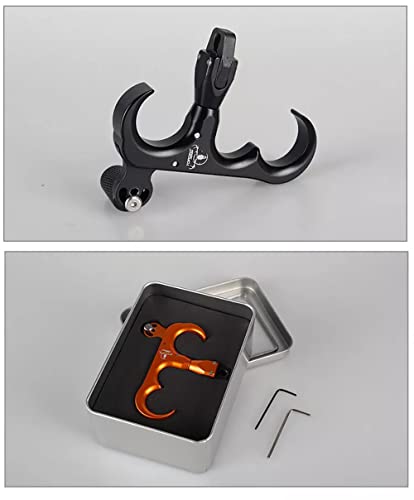 HNZMDY Archery Compound Bow Release Aids 360° Rotatable Thumb Release 3-Finger Aluminum Alloy Thumb Trigger Grip Compound Bow Accessory (Black)