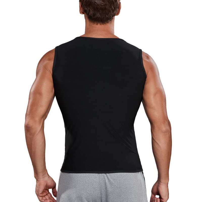 SHAPERIN Sweat Vest for Men Zipper Sauna Vest Tank Top, Mens Waist Trainer Body Slimming Workout Body Shaper (Black,Small)