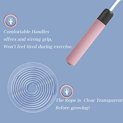 Glowing Jump Ropes Skipping Rope for Kids Develop Children's Sports Interest Men Women Fitness Exercise Indoors Outdoors Cool LED Light Rope Adjustable Jumping Rope Pink