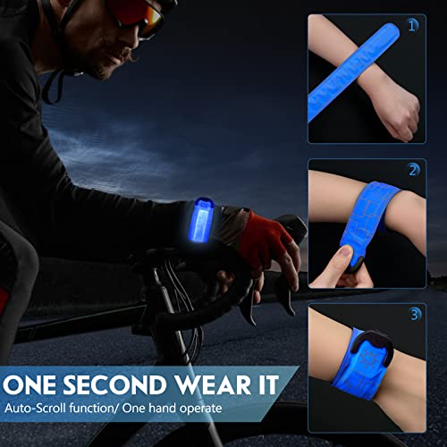 Simket LED Armbands for Running (2 Pack), USB Rechargeable Reflective Running Gear, High Visibility Light Up Bands Adjustable Running Lights for Runners Men Women Kids