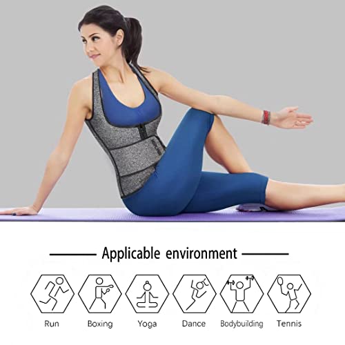 HOPLYNN Waist Trainer Zipper Vest for Women Body Shape - Neoprene Sauna Tank Top - Waist Cincher Trimmer - Slimming Body Shaper Corset Gray Small