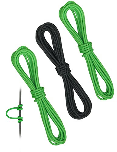 THREE ARCHERS Archery D Loop Rope for Compound Bow D Ring Buckle Release Nocking Loop Material(Pack 3) Bowstring Serving Thread D Loop Buckle (2 Green+Black)