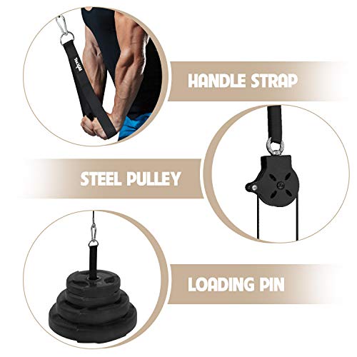 Yes4All Weight Plate Loading Pin 1 inch and 2 inch, Fitness LAT Cable Pulley System Gym, Heavy Duty Gym Equipment for Home with Tricep Rope Cable Attachment