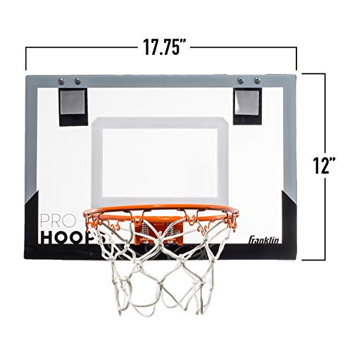 Franklin Sports 25in XL Over The Door Mini Basketball Hoop - Slam Dunk Approved - Shatter Resistant - Accessories Included, White/Orange