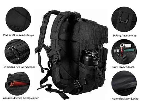 LHI Military Tactical Backpack for Men and Women 45L Army 3 Days Assault Pack Bag Large Rucksack with Molle System - Leopard