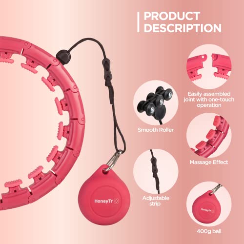 Smart Weighted Fit Hoop for Adults Weight Loss Infinity Weighted Hula Circle for Women Exercise Adjustable Smart Hoop for Waist Sizes 25–45 Inches – Home Workout Equipment by HoneyTr