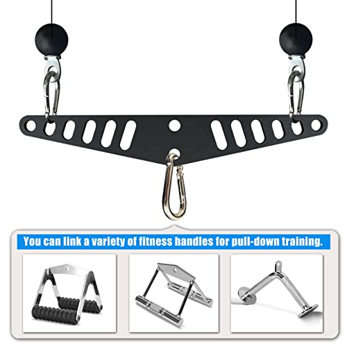 KORIKAHM Multi-Grip LAT Pull Down Bar for Home Gym Fitness, Spreader Plate LAT Pulldown Attachments for Pulley System Cable Machine, Double to Single Cable Attachment Exercise Handle (Mini BAR)