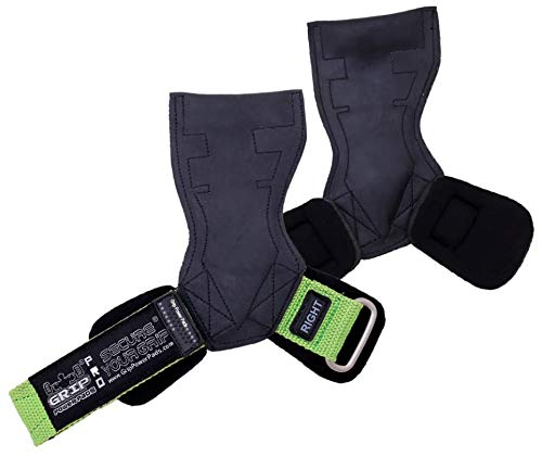 Lifting Grips PRO Weight Gloves Best Heavy Duty Straps Alternative to Power Hooks Deadlifts Adjustable Neoprene Padded Wrist Wrap (LmGrStRub, Small 5.0"-6.40" Wrist Size)