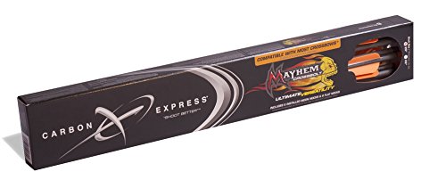 Carbon Express Mayhem 22-Inch Fletched Carbon Crossbolt/Crossbow Arrow with 3-Inch Vanes, 6-Pack