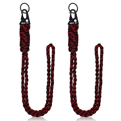 Frienda 2 Set Heavy Duty Paracord Lanyard Necklace Whistles Strap Braided 550 Keychain Lanyard for Outdoor Activities (Black and Red Camo)