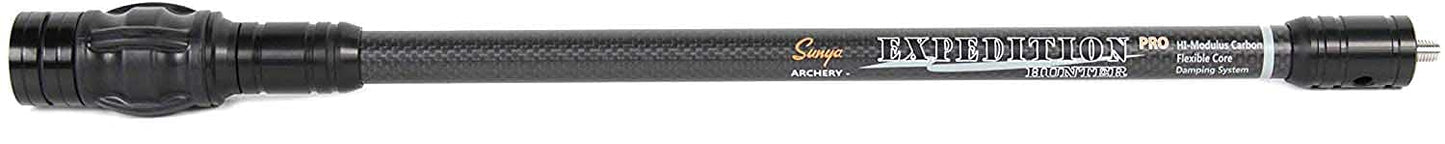 SUNYA Archery 15inch Bow Stabilizer for Compound Bow and Recurve Bow, Carbon Fiber Body, Flexible Core with Damping System and Weights, Expedition Pro Series (Black EP15)