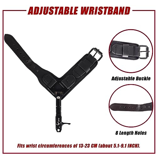 SPG Bow Release for Compound Bow, Comfortable Wrist Strap Archery Release Trigger for Arrow Release, Adjustable Compound Bow Release Aids 360° Rotate Caliper with Foldback Design (Black)