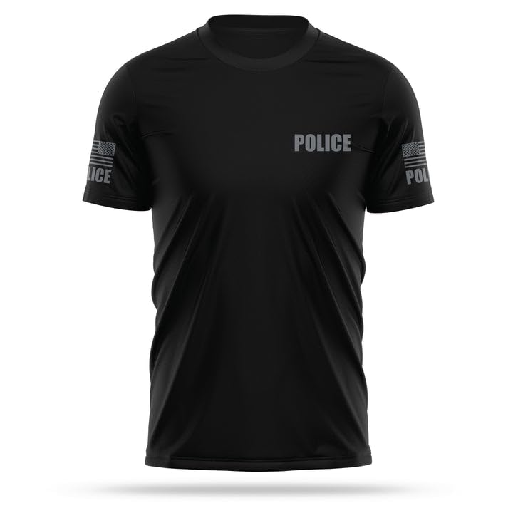 13FA 100% Poly Police Shirts for Men | USA Patriotic Lightweight Tee | Micro Polyester Moisture-Wicking Quick-Dry Comfort. Perfect for Training, Gym, and Active Wear.