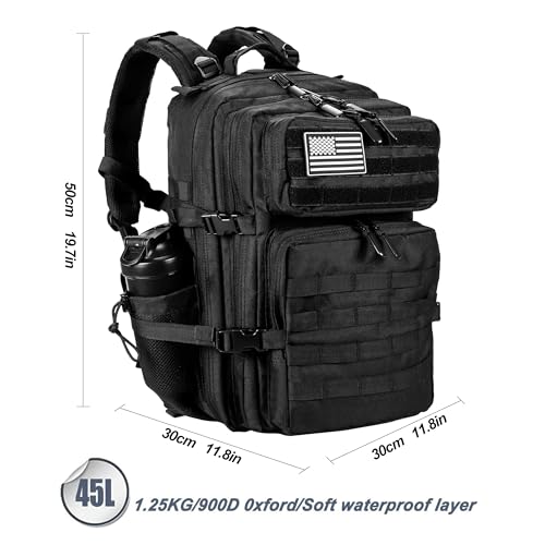 LHI Military Tactical Backpack for Men and Women 45L Army 3 Days Assault Pack Bag Large Rucksack with Molle System - Leopard