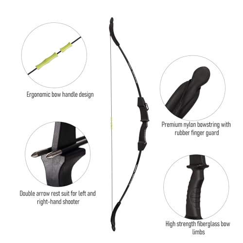 LWANO 42" Bow and Arrow Set for Kids, Archery Beginner Gift with 10 Arrows, 5 Target Face for Backyard Game (Black)