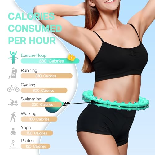 ZIBTREK Weighted Infinity Fitness Hoop for Adult Weight Loss, 2 in 1 Smart Fitness Workout Hula Circle Hoops with 27 Detachable Knots, Exercise Fit Hoop Suitable for Women and Beginners