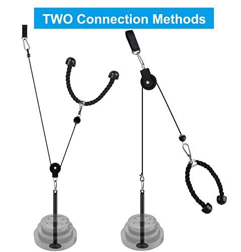 LFJ LAT Pull Down and Lift Weight Pulley System Cable Machine Pulley Attachment for Triceps Pull Down, Biceps Curl, Back, Forearm, Shoulder Home Gym Equipment (Set with Adjustable Bar)