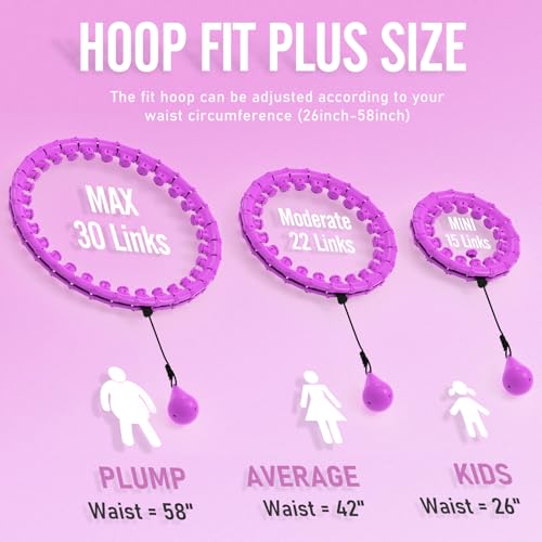 JKSHMYT Weighted Hula Circle Hoops for Adults Weight Loss, Infinity Fit Hoop Plus Size, 30 Detachable Links, Exercise Hoop for Women and Beginners (Purple)…