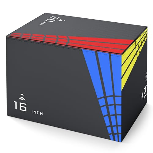 Heavy Foam Plyometric Jump Box, 3 in 1 Plyo Box with Non-Slip Surface, Box Jumps for home Gym, Box-Squat, Step-up, Jumping, Trainer for Workout Exercise, Multiple Size