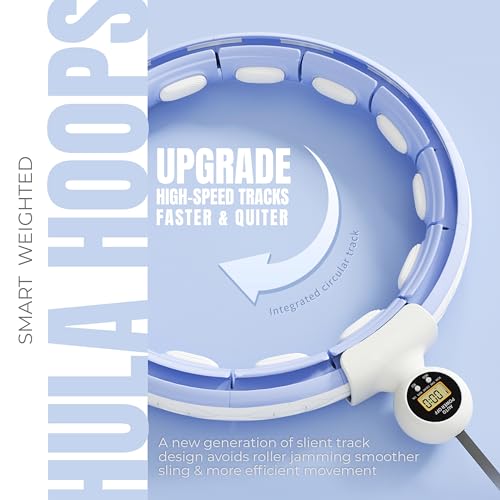 Smart Weighted Hula Ring Hoops, Hula Circle Detachable Fitness Ring with 360 Degree Auto-Spinning Ball Massage, Gymnastics, Adult Fitness for Weight Loss (Blue)