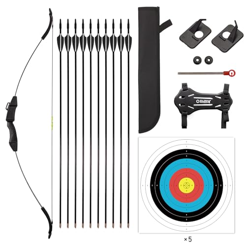 LWANO 42" Bow and Arrow Set for Kids, Archery Beginner Gift with 10 Arrows, 5 Target Face for Backyard Game (Black)