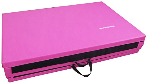 Signature Fitness All Purpose 4'x8'x2" Extra Thick High Density Anti Tear Gymnastics Gym Folding Exercise Aerobics Mats, Pink