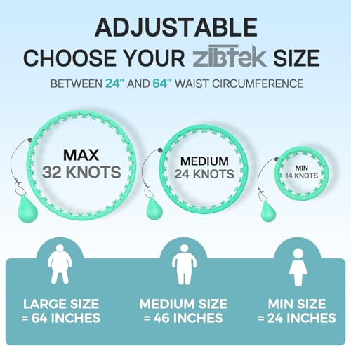 ZIBTREK Infinity Weighted Fitness Hoop for Adults, Smart Hula Circle Hoops with 32 Detachable Knots, Adjustable Waist Ring with Auto-Spinning Ball, Designed for Home Workouts and Full-Body Exercise