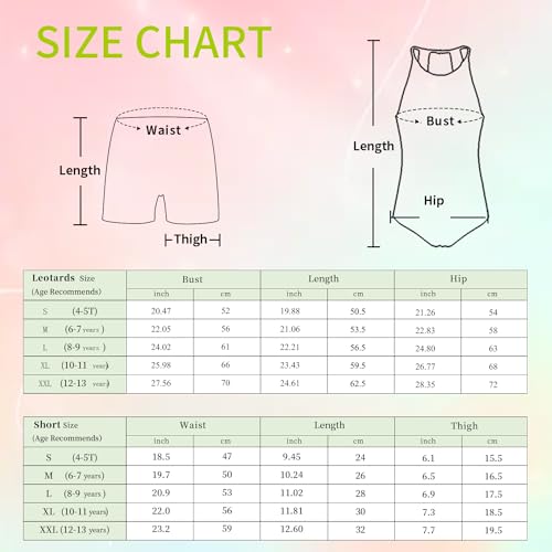 JOYSTREAM Gymnastics Leotards for Girls With Shorts Sparkly Ballet Dance Clasp Back Activewear Multi-flower Lace,6-7Years