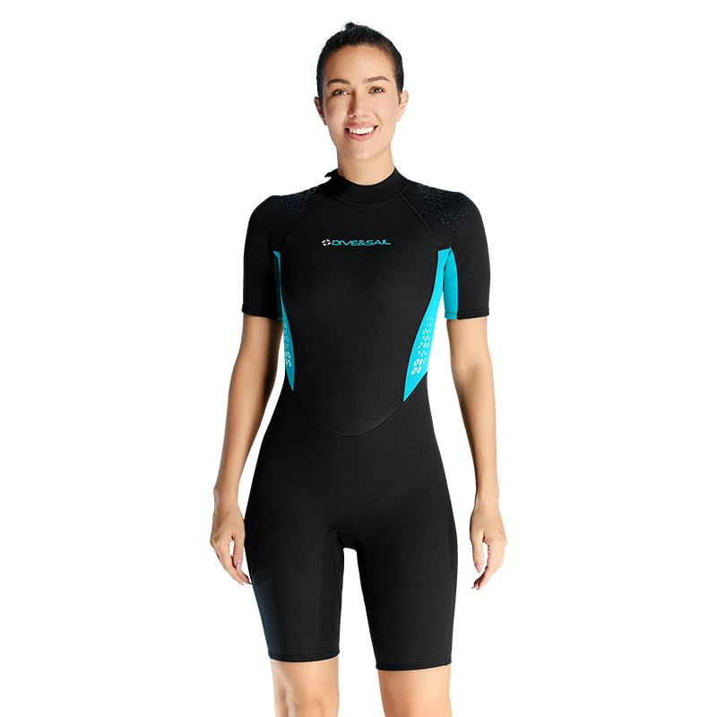 Mens Shorty Wetsuit Womens 1.5mm Shorty Wetsuit Keep Warm Back Zip Spring Wetsuit for Swimming Diving Surfing Spearfishing Snorkeling M Size