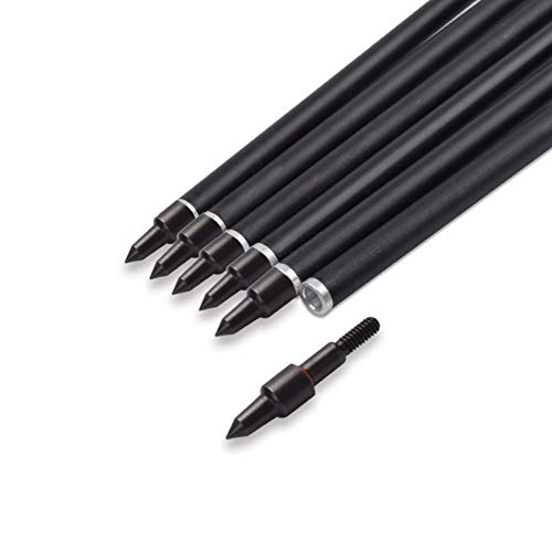 YLSIO Archery Carbon Arrow Hunting Target Practice Arrows 26 Inch with Removable Tips for Compound & Recurve Bow Spine 500 12PCS