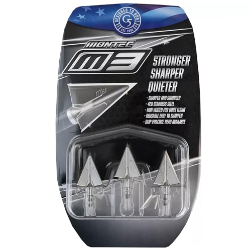 G5 Outdoors Montec M3 100 Grain Broadhead 3 Pk, Stainless Steel