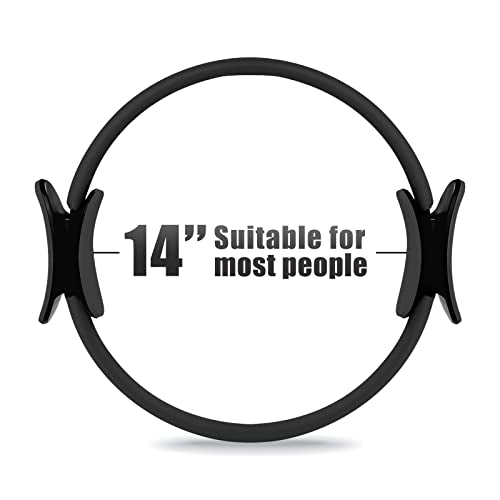 RitFit Pilates Ring Circle - 14 Inch Magic Fitness Circle for Toning Inner & Outer Thighs, Bonus Workout Guide Included (Black)