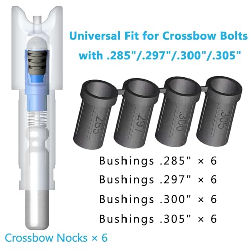 Lzwow 6PCS Lighted Nocks Universal Fit for Crossbow Bolts with .285”/.297”/.300”/.305” Bushings Half-Moon Light up Knocks (Blue)