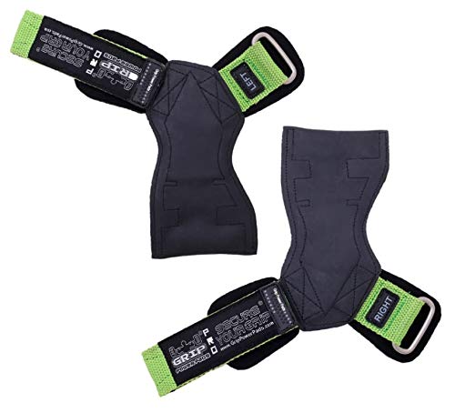 Lifting Grips PRO Weight Gloves Best Heavy Duty Straps Alternative to Power Hooks Deadlifts Adjustable Neoprene Padded Wrist Wrap (LmGrStRub, Small 5.0"-6.40" Wrist Size)